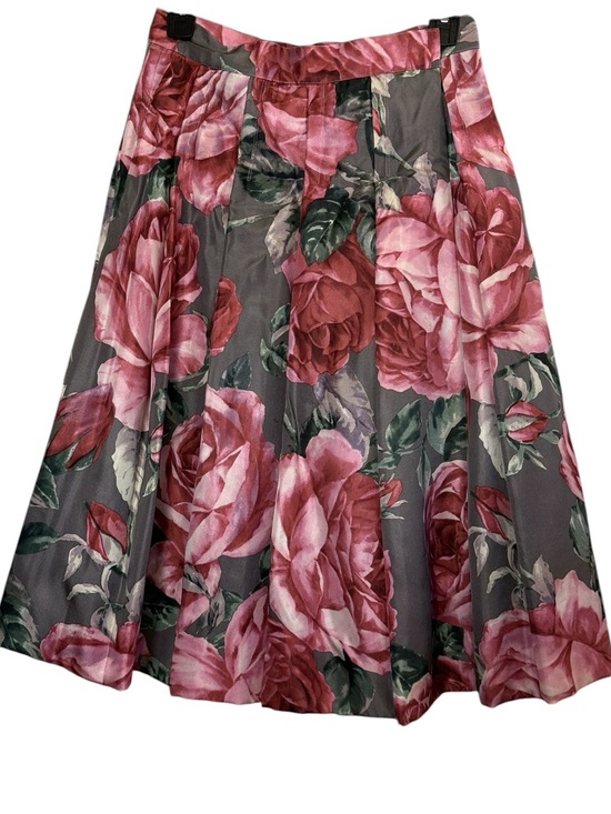 Charles Nolan Dresses & Skirts - Charles Nolan New York Women’s Bold Pink and Gray Pleated Floral Silk Skirt sz